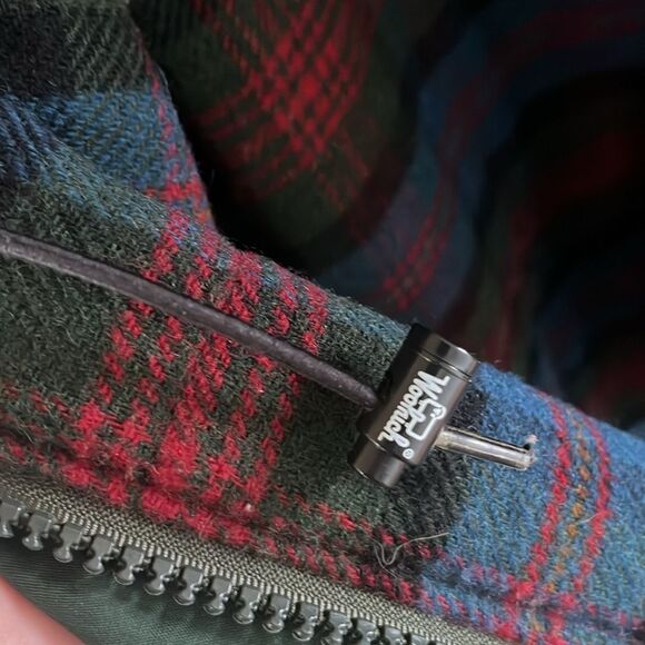 Woolrich Vintage Coyote Fur Trim Parka Green Plaid Lined Coat XL - Picture 12 of 16